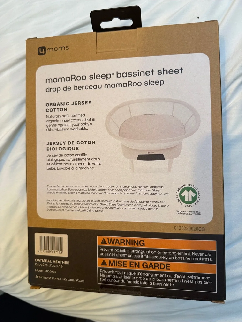 4moms Organic Jersey Cotton Bassinet Sheet - Heather Gray